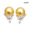 Approx. 11.0 mm, Gold South Sea Pearl, Pearl Icicle Hive CZ Stud Earrings