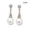 Approx. 10.0-11.0 mm, White South Sea Pearl, Moissanite Dot Halo Three Stones Dangle Cone Pearl Stud Earrings