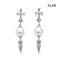 Approx. 9.0 mm, White South Sea Pearl, Cross Dangle Pearl Stud Earrings