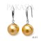 9.5 mm and 9.5 mm, Gold South Sea Pearl, Fish Hooks Earrings Dangle Pearl