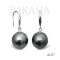 11.0 mm and 11.1 mm, Tahitian Pearl, Fish Hooks Earrings