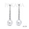 (GIA) 14.35 mm and 14.38 x 14.17 mm, Swan Lot, White South Sea Pearl, Diamond Row Dangle Pearl Stud Earrings