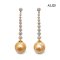 Approx. 12.0-13.0 mm, Gold South Sea Pearl, Diamond Row Icicle Dangle Pearl Stud Earrings