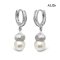 Approx. 7.0 mm, Moonlight, Akoya Pearl, Mini Hoops Earrings, Front Paved CZ, Dangle Pearl