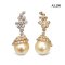 Approx. 12.0 mm, Gold South Sea Pearl, Cluster CZ Hive Dangle Pearl Stud Earrings