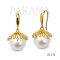 Approx. 10.0 - 11.0 mm, Edison Pearl, Fish Hooks Earrings Dangle Pearl with Icicle CZ Cap