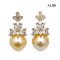 Approx. 11.0 - 12.0 mm, Gold South Sea Pearl, Flower CZ Pearl Stud Earrings