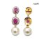 Approx. 10.0 mm up, Gold South Sea Pearl, Double Ruby Halo Zircon Dangle Pearl Stud Earrings