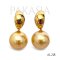 12.7 mm and 12.8 mm, Gold South Sea Pearl, Sail Front Dangle Pearl Stud Earrings