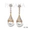 Approx. 10.0 - 11.0 mm, White South Sea Pearl, Royal Moissanite Umbrella Cap Dangle Pearl Stud Earrings