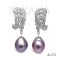 Approx. 11.0 -12.0 mm, Edison Pearl, Vintage Art Deco Design Dangle Pearl Stud with Omega Earring Backs
