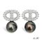 9.6 mm and 9.7 mm, Tahitian Pearl, CD CZ Pearl Stud Earrings