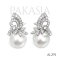 Approx. 11.0 - 12.0 mm, White South Sea Pearl, Leaves CZ Paved Pearl Stud Earrings