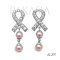 Approx. 6.0 mm, Freshwater Pearl, RIP Bow Dangle Double Pearl Stud Earrings