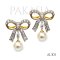 Approx. 7.0 mm, Moonlight, Akoya Pearl, Bow Dangle Pearl, Stud Earrings