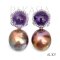 Approx. 12.0 mm, Edison Pearl, Round Amethyst Pearl Stud Earrings