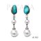Approx. 6.0 mm and 9.0 mm, Akoya and White South Sea Pearl, Turquoise Dangle Pearl Stud Earrings