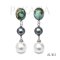 Approx. 9.0 mm and 11.0 mm, Tahitian and White South Sea Pearl, Turquoise Dangle Pearl Stud Earrings