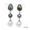Approx. 8.0 mm and 10.0 mm, Tahitian and White South Sea Pearl, Turquoise Dangle Pearl Stud Earrings