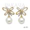 11.8 mm and 11.9 mm, White South Sea Pearl, Bow Moissanite Dangle Pearl Stud Earrings