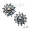9.5 mm and 9.6 mm, Tahitian Pearl, Solitaire Pearl Halo London Blue Topaz and White Zircon Stud Earrings