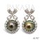 (PSL) Approx. 8.5 mm, Aurora Peacock Premium, Diamond Wreath Pearl Stud Earrings