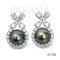 (PSL) Approx. 8.6 mm, Aurora Peacock Premium, Diamond Wreath Pearl Stud Earrings