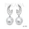 14.0 mm and 14.0 mm, Hanashinju, White South Sea Pearl, Flame Diamond Dangle Pearl Stud Earrings