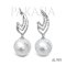 14.0 mm and 14.0 mm, Hanashinju, White South Sea Pearl, Flame Diamond Dangle Pearl Stud Earrings