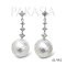 14.0 mm and 14.1 mm, Hanashinju, White South Sea Pearl, Diamond Dot Dangle Three Stones & Pearl Stud Earrings