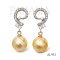 9.7 mm and 9.7 mm, Hanashinju, Gold South Sea Pearl, Dangle Pearl Stud Earrings