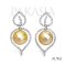 11.2 mm and 11.3 mm, Hanashinju, Gold South Sea Pearl, Bodhi Leaf Diamond Paved Pearl Stud Earrings