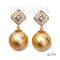 11.6 mm and 11.7 mm, Hanashinju, Gold South Sea Pearl, Rhombus Shaped Dangle Pearl Stud Earrings