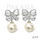 Approx. 7.0 mm, Moonlight, Akoya Pearl, Bow Dangle Pearl Stud Earrings