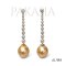 Approx. 12.0 mm, Gold South Sea Pearl, Moissanite Row Ascending Order Dangle Pearl Stud Earrings