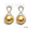 9.9 mm and 9.9 mm, Gold South Sea Pearl, Infinity Moissanite Paved Pearl Stud Earrings