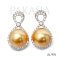 10.5 mm and 10.6 mm, Gold South Sea Pearl, Infinity Moissanite Paved Pearl Stud Earrings