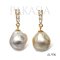Approx. 9.0 mm, Gold South Sea Pearl, CZ Row Stick Dangle Pearl, Stud Earrings