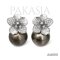 Approx. 9.0 mm, Tahitian Pearl, Sakura Pearl, Stud Earrings
