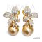 13.2 mm and 13.3 mm, Gold South Sea Pearl, Lilly Moissanite Paved Pearl Stud Earrings