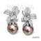 Approx. 14.0 mm, Edison Pearl, Lilly Moissanite Paved Pearl Stud Earrings