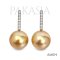 (PSL) (Amami Oshima) Approx. 12.1 mm, Aurora Chakin, Diamond Bar Pearl Stud Earrings