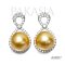 Approx. 11.0 mm, Gold South Sea Pearl, Infinity Pearl Stud Earrings
