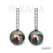(PSL) 8.7 mm, Aurora Peacock Premium, Diamond Row Stick Pearl, Stud Earrings