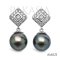 (PSL) 8.8 mm, Aurora Peacock Premium, Rhombus Diamond Dangle Pearl, Stud Earrings