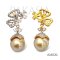 12.5 mm and 12.6 mm, Gold South Sea Pearl, Butterfly Dangle Pearl, Stud Earrings