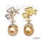 Approx. 12.0 mm, Gold South Sea Pearl, Butterfly Moissanite Dangle Pearl Stud Earrings