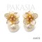 Approx. 7.0 mm, Hanashinju, Moonlight, Akoya Pearl, Sakura CZ Paved Pearl, Stud Earrings