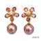 8.2 mm and 8.3 mm, Hanashinju, Freshwater Pearl, Tourmaline Flower Dangle Pearl Jacket, Stud Earrings