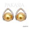 (PSL) (Amami Oshima) Approx. 10.6 mm, Aurora Moon Rainbow, Drop Halo Diamond Pearl, Stud Earrings